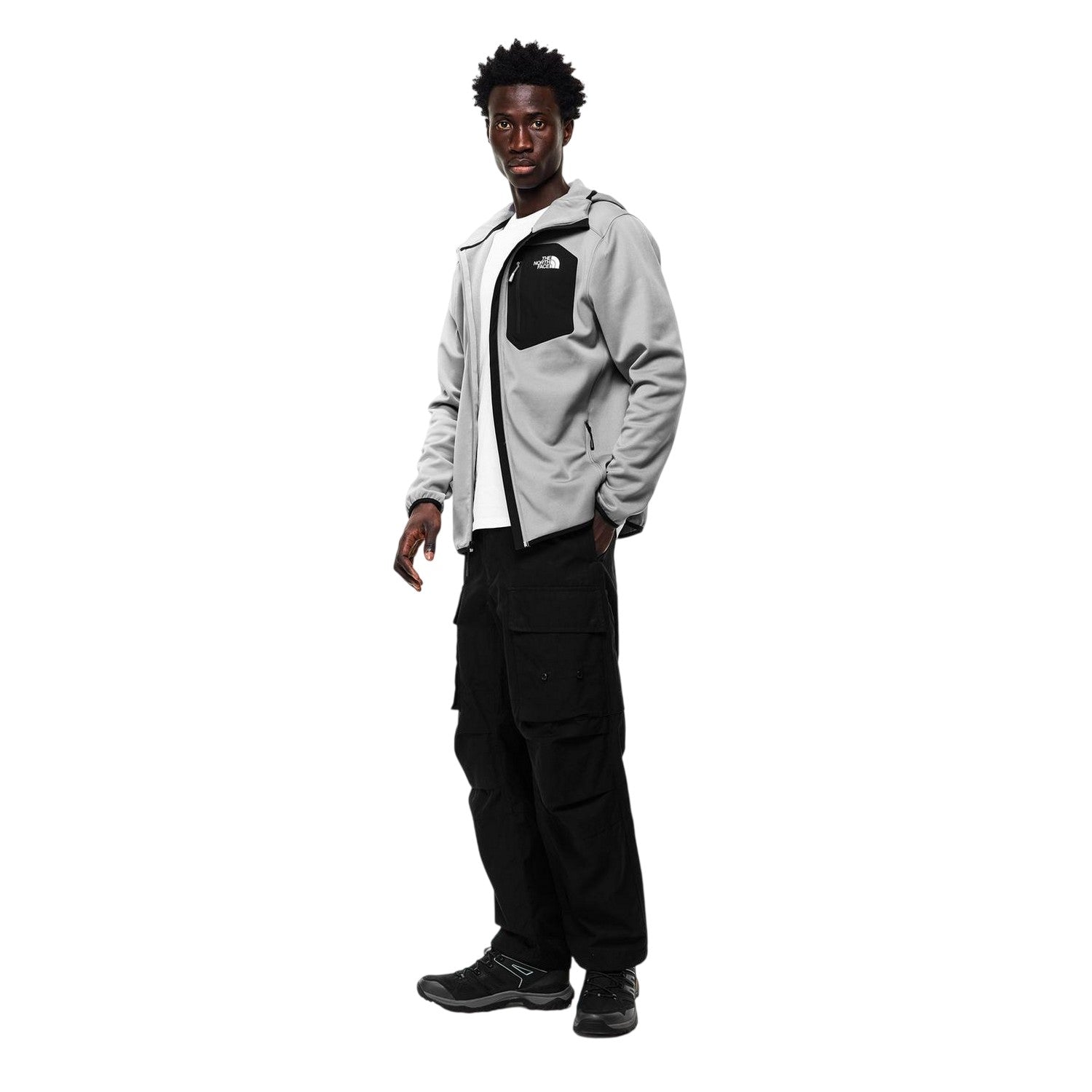 Transparent Grey - Side - The North Face Mens Fleece Full Zip Hoodie