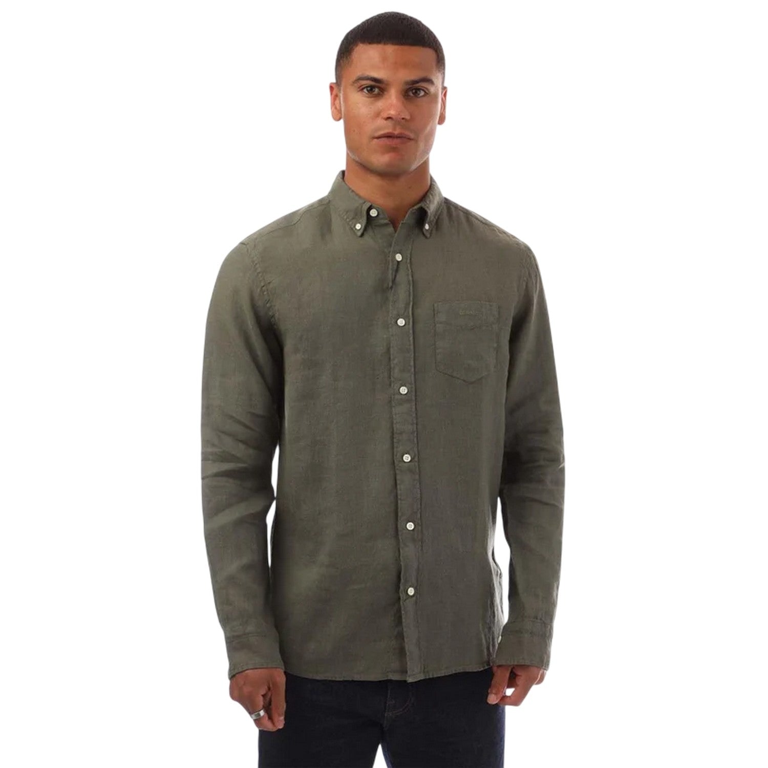 Green - Front - Gant Mens Garment Dyed Regular Shirt