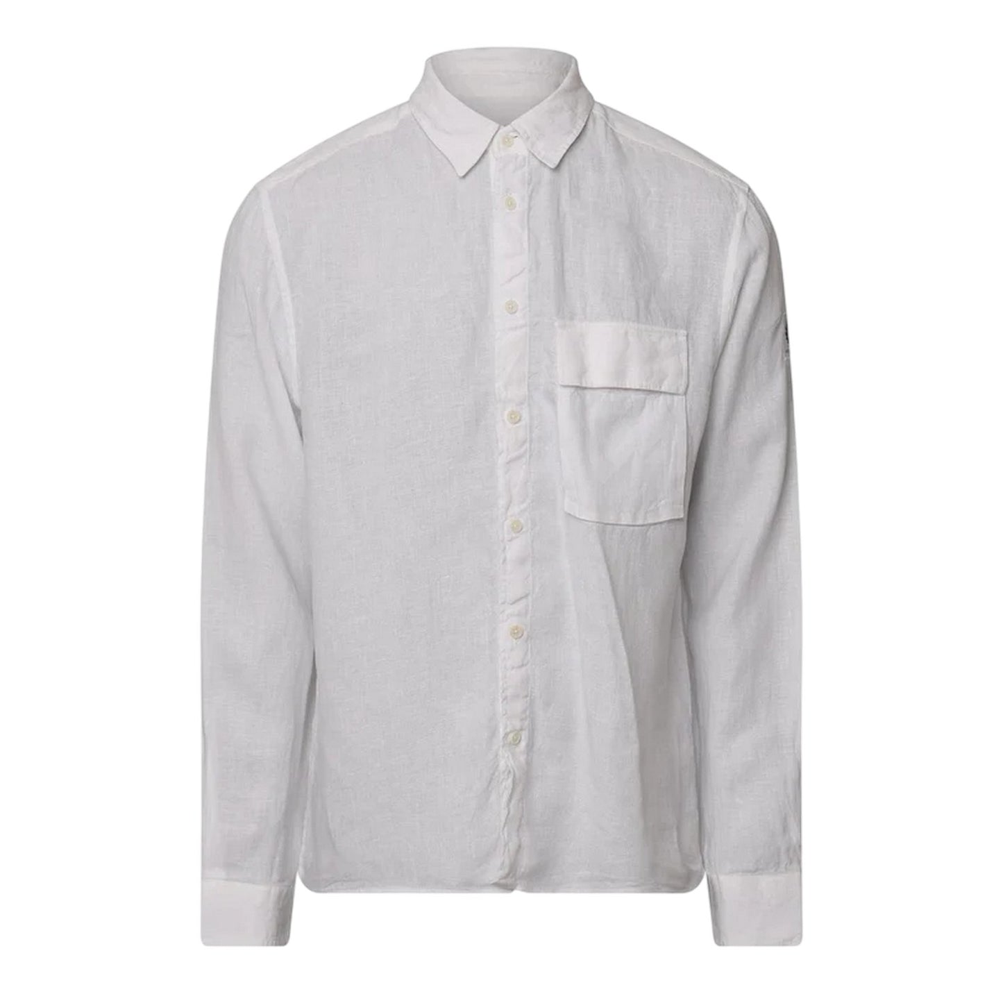 White - Front - Belstaff Mens Scales Linen Shirt
