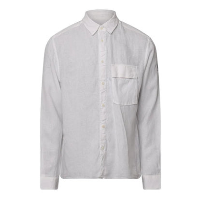 White - Front - Belstaff Mens Scales Linen Shirt