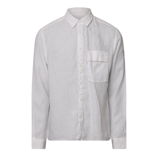 White - Front - Belstaff Mens Scales Linen Shirt