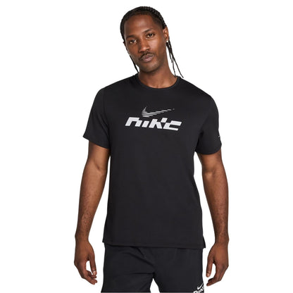 Black-Reflective - Front - Nike Mens Miler Swoosh Dri-FIT UV Protection T-Shirt
