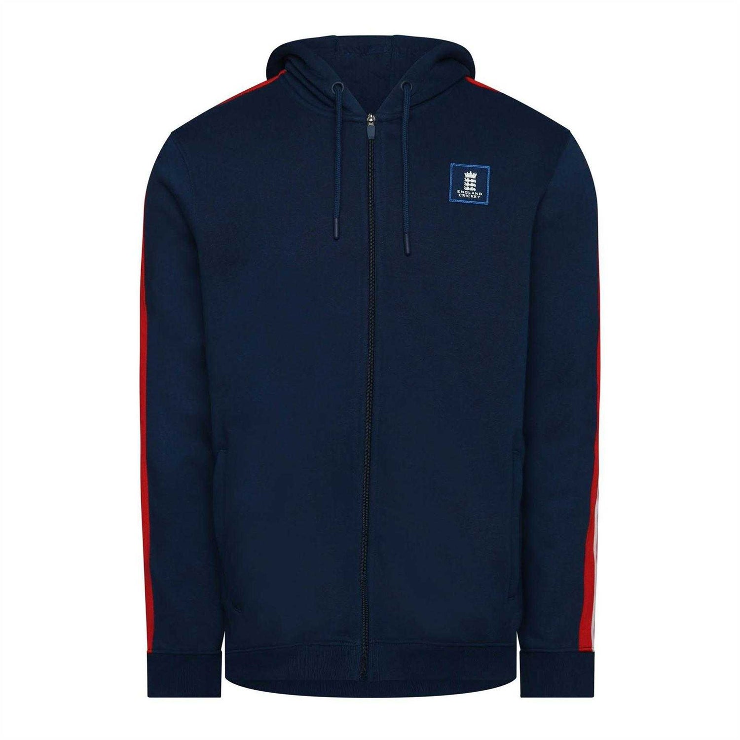 Navy Peony - Front - Castore Mens England Cricket Full Zip Hoodie