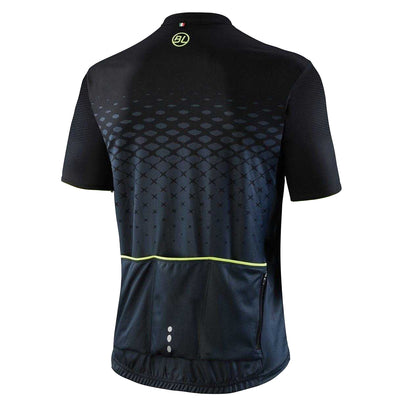 Black-Yellow - Back - Bicycle Line Mens Rayon Cycling Jersey