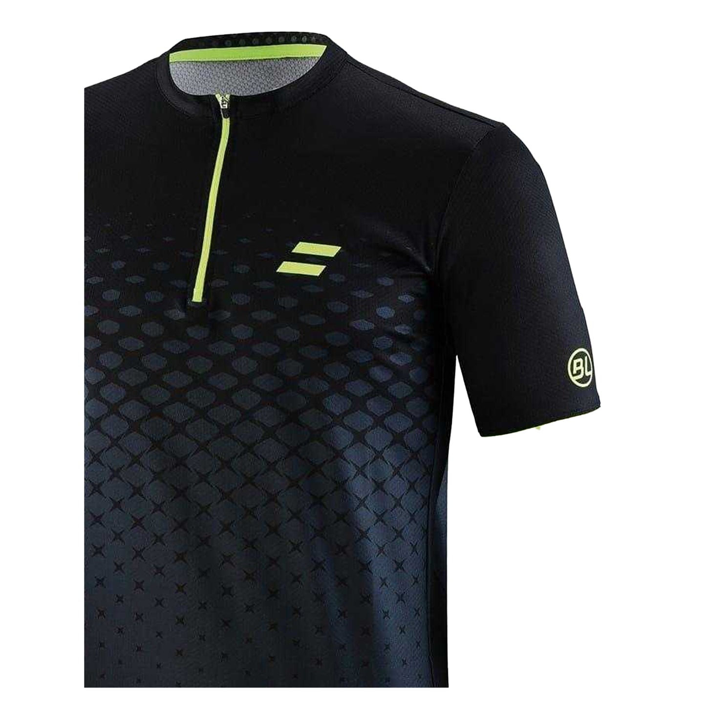 Black-Yellow - Side - Bicycle Line Mens Rayon Cycling Jersey