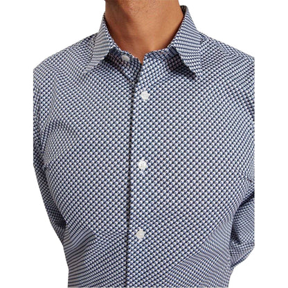 Navy - Side - Ted Baker Mens Geometric Pattern Shirt