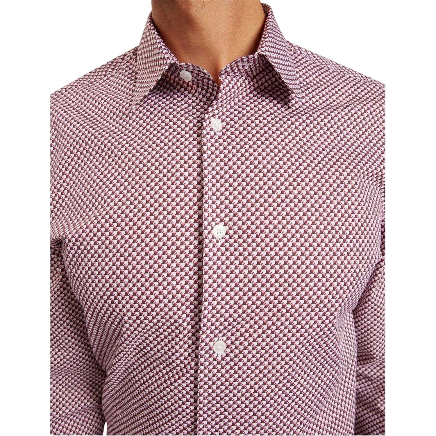 White - Side - Ted Baker Mens Geometric Pattern Shirt