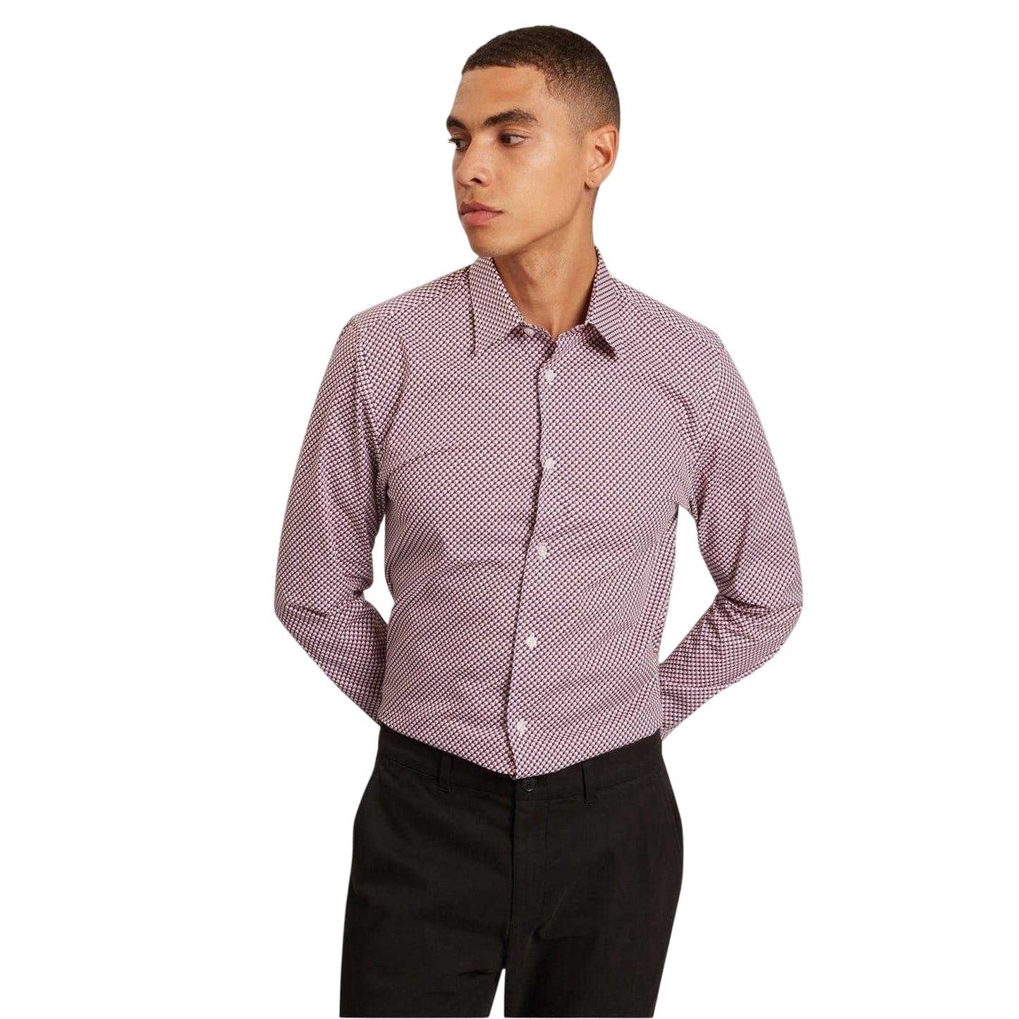 White - Lifestyle - Ted Baker Mens Geometric Pattern Shirt