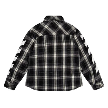 Black-White - Back - Off White Boys Plaid Regular Shirt