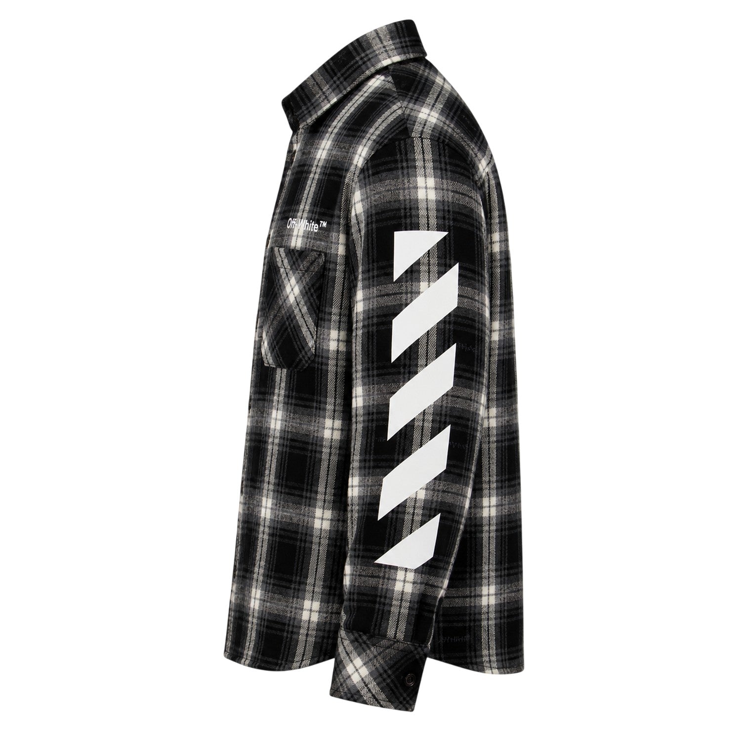 Black-White - Side - Off White Boys Plaid Regular Shirt