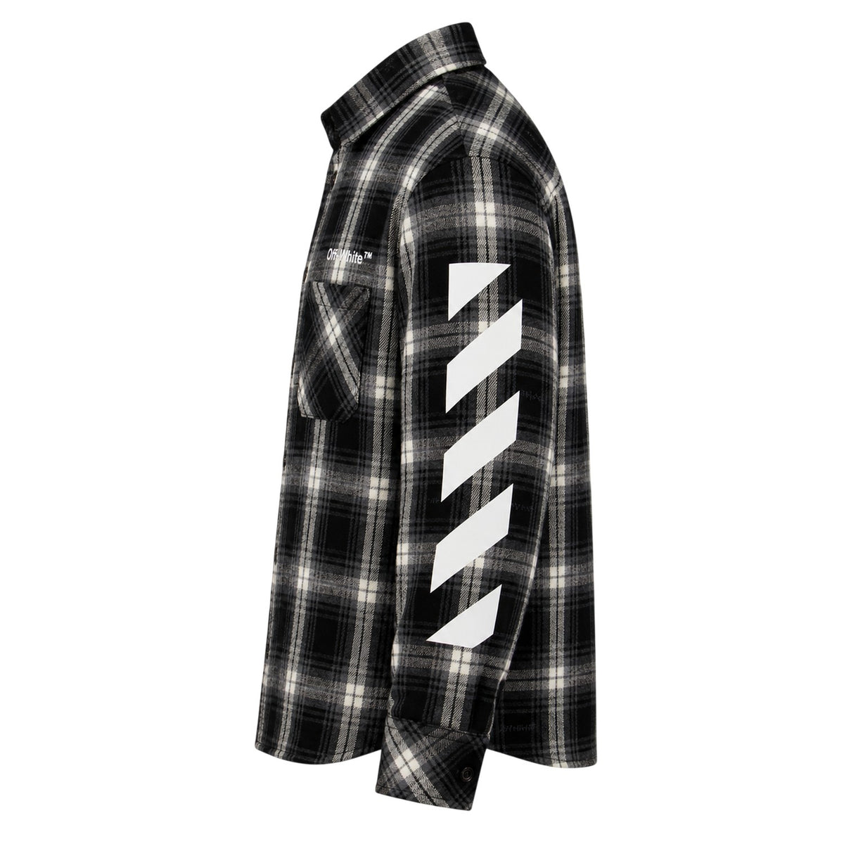 Black-White - Side - Off White Boys Plaid Regular Shirt