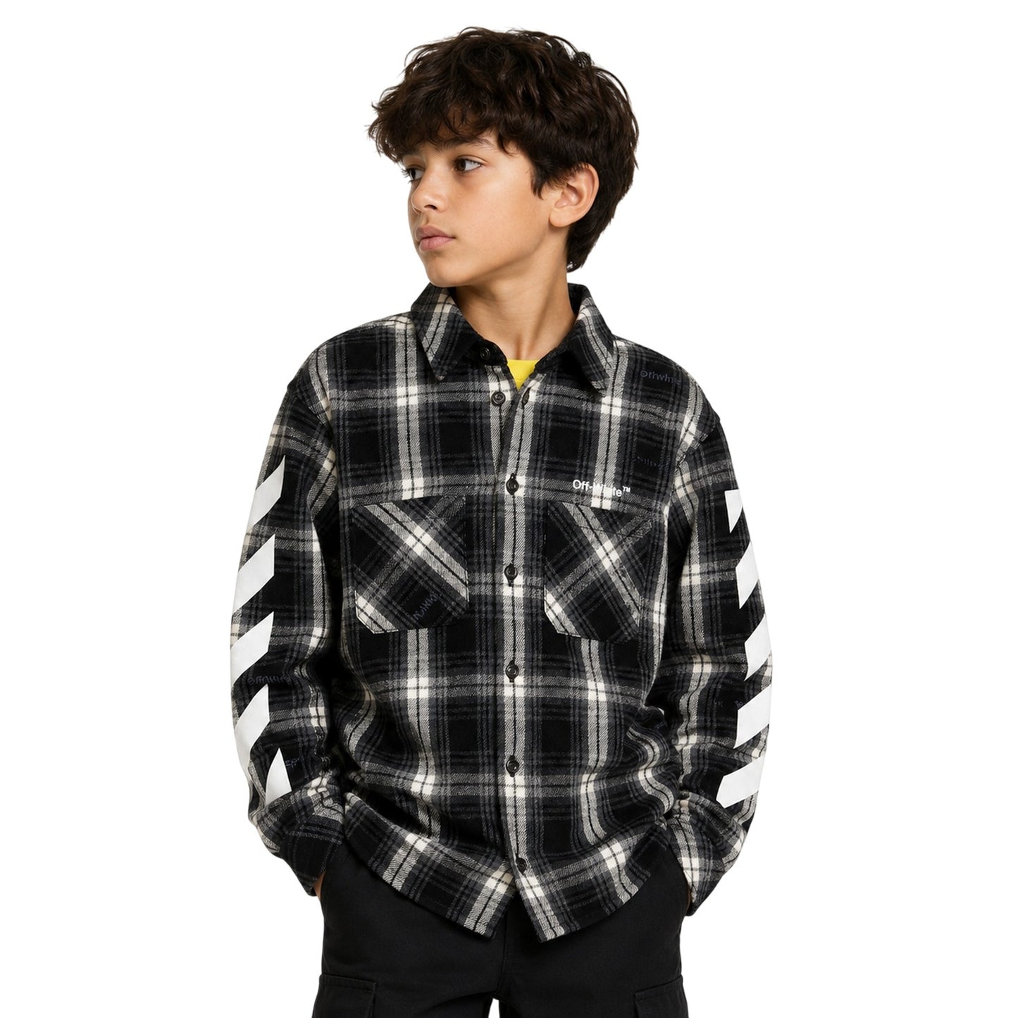 Black-White - Lifestyle - Off White Boys Plaid Regular Shirt
