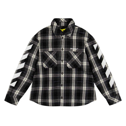 Black-White - Front - Off White Boys Plaid Regular Shirt