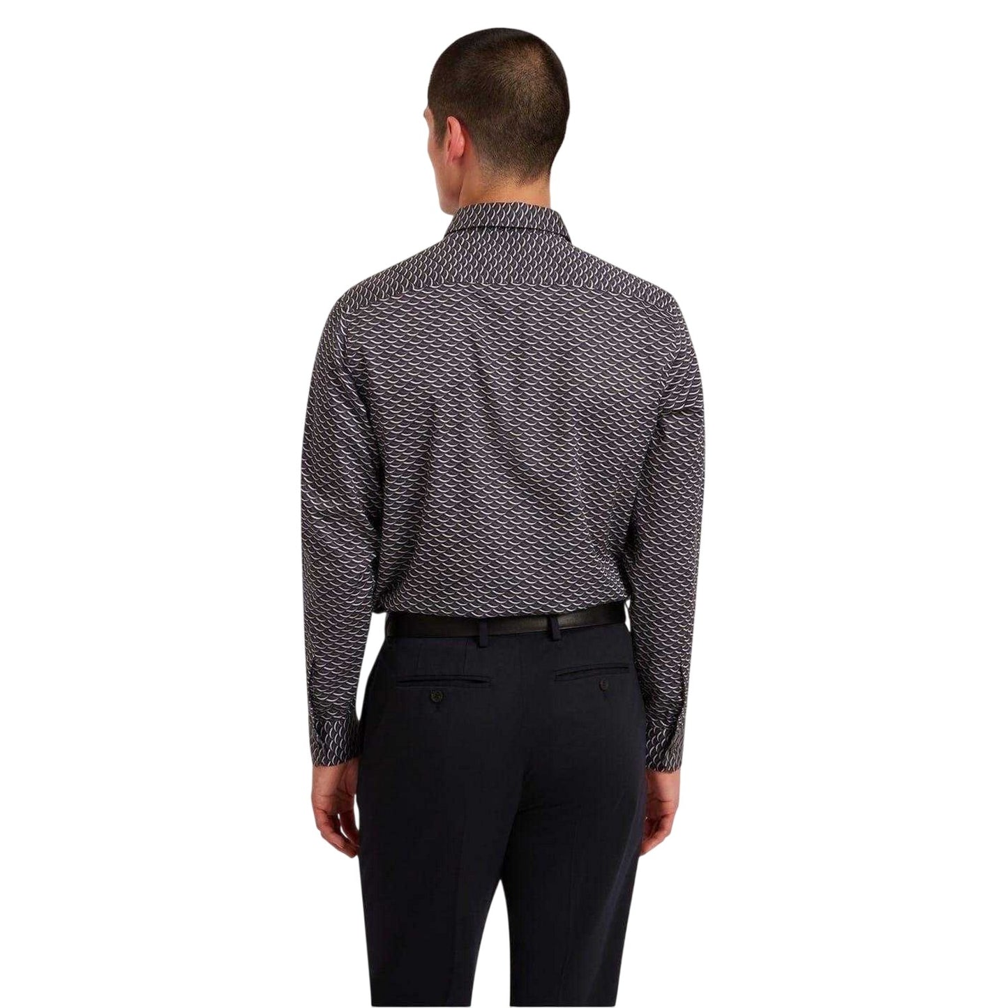Dark Grey - Back - Ted Baker Mens Geometric Collared Shirt