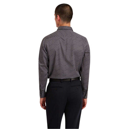 Dark Grey - Back - Ted Baker Mens Geometric Collared Shirt