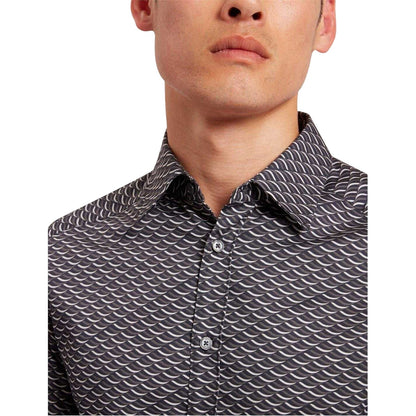 Dark Grey - Side - Ted Baker Mens Geometric Collared Shirt