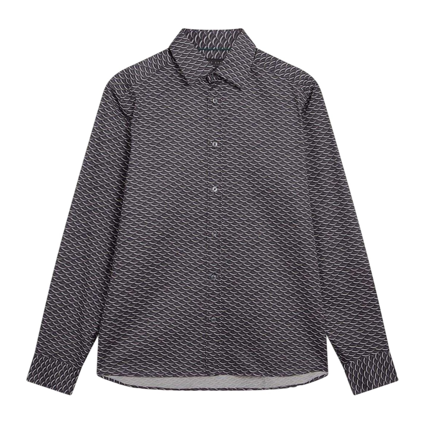Dark Grey - Front - Ted Baker Mens Geometric Collared Shirt