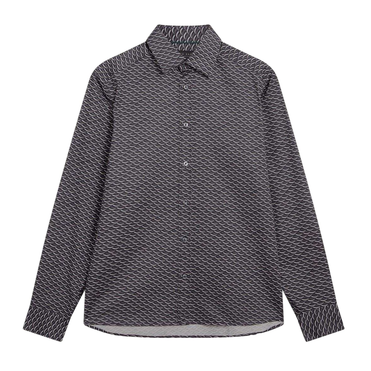 Dark Grey - Front - Ted Baker Mens Geometric Collared Shirt