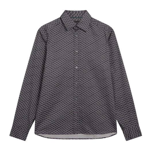 Dark Grey - Front - Ted Baker Mens Geometric Collared Shirt