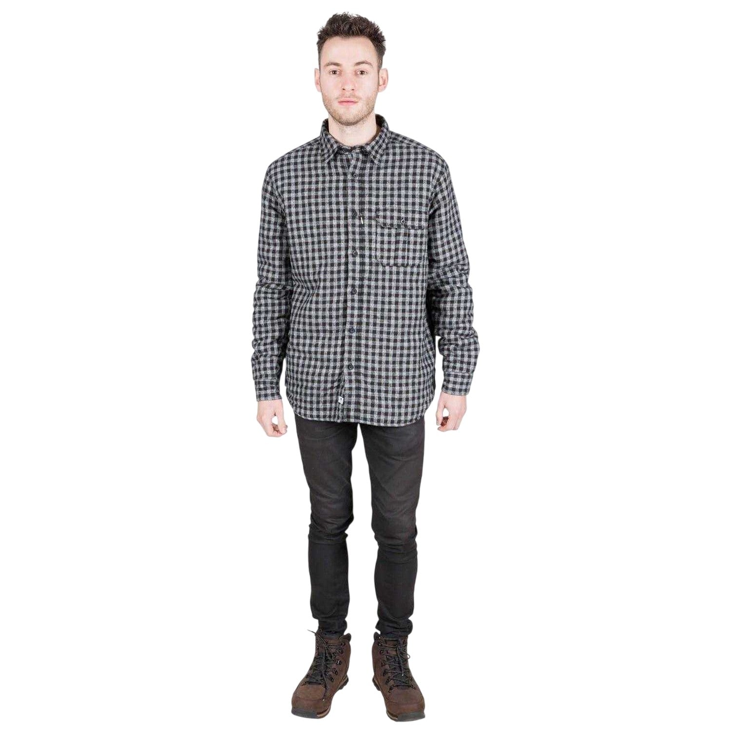 Black - Pack Shot - Trespass Mens Checked Regular Shirt