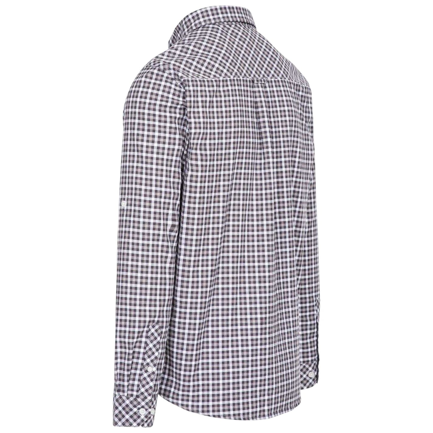 Grey - Back - Trespass Mens Checked Regular Long-Sleeved Shirt