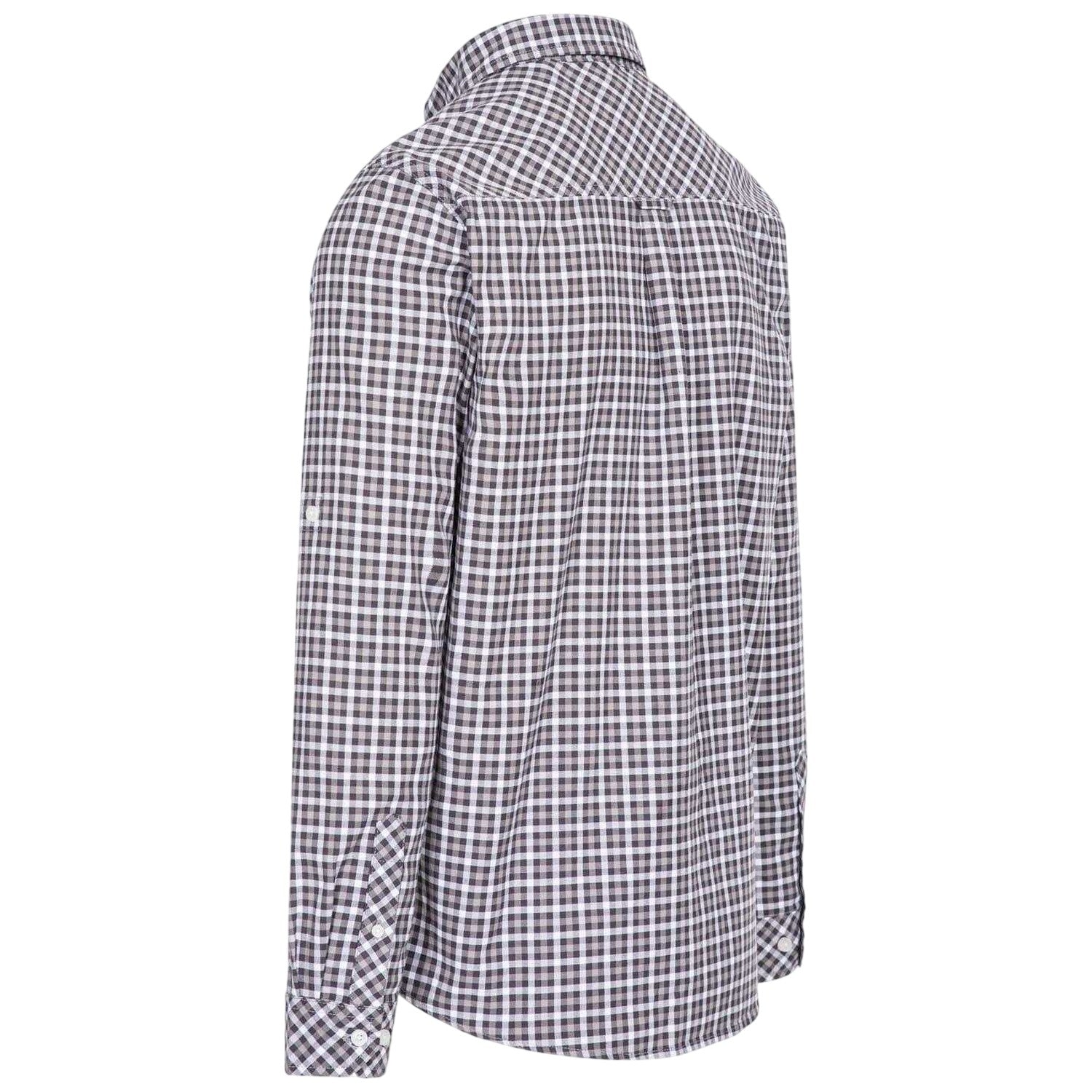 Grey - Back - Trespass Mens Checked Regular Long-Sleeved Shirt