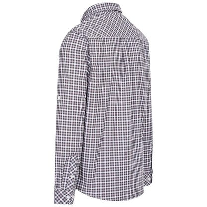 Grey - Back - Trespass Mens Checked Regular Long-Sleeved Shirt
