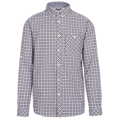 Grey - Front - Trespass Mens Checked Regular Long-Sleeved Shirt