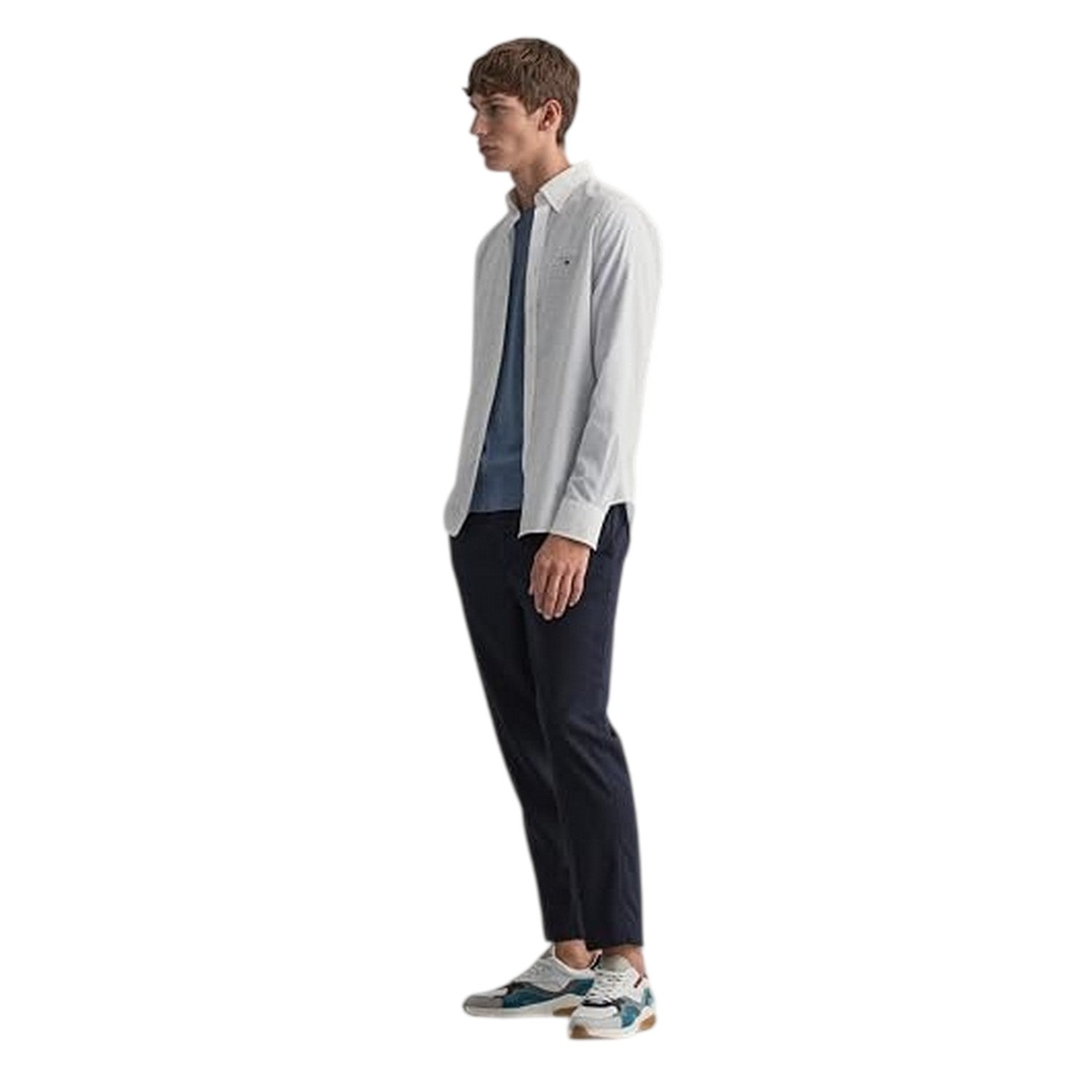 White - Lifestyle - Gant Mens Pique Regular Long-Sleeved Shirt