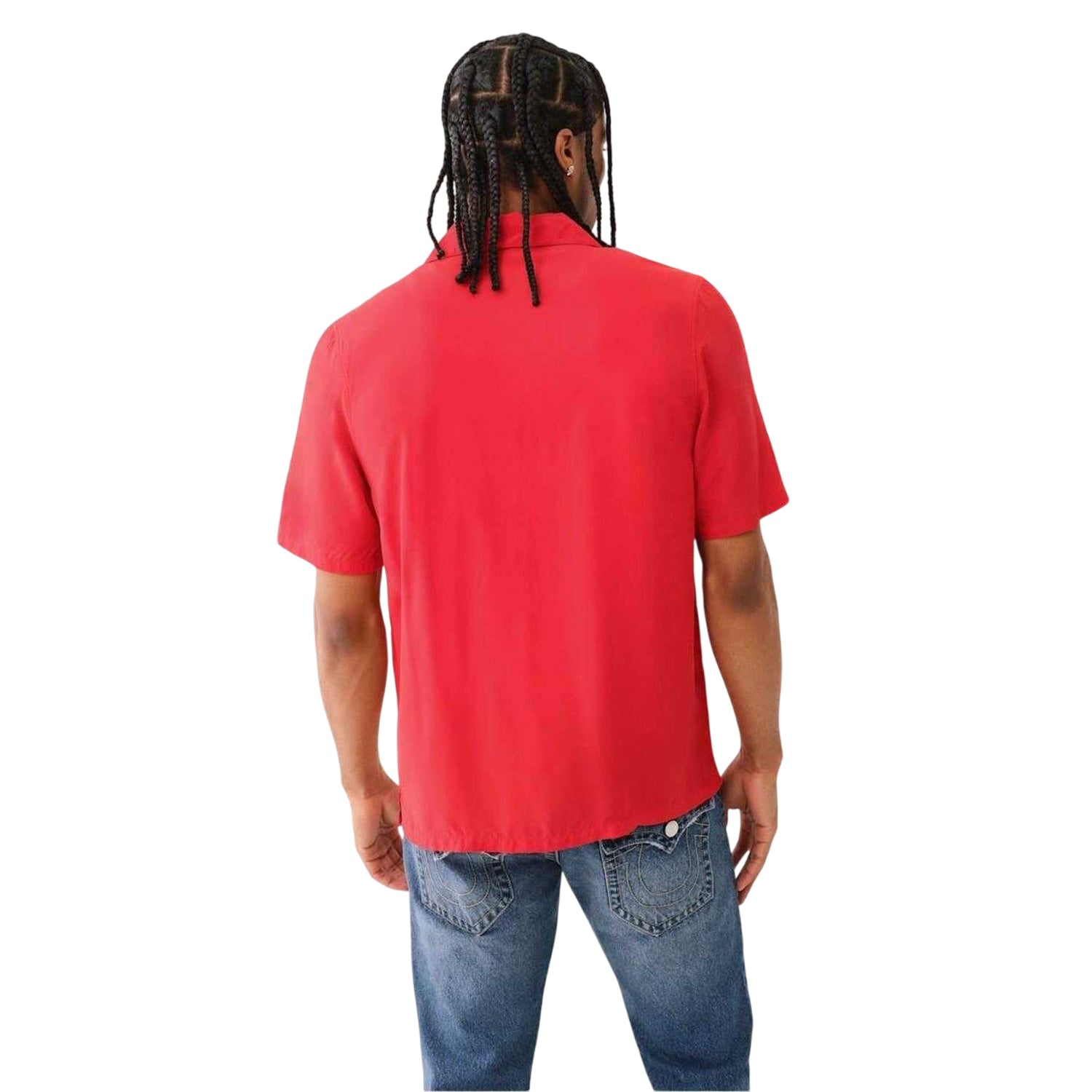 Lava - Back - True Religion Mens Relaxed Fit Short-Sleeved Shirt