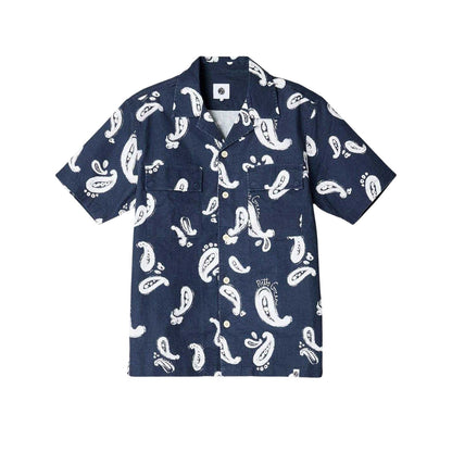 Navy - Front - Pretty Green Mens Widnes Paisley Regular Shirt