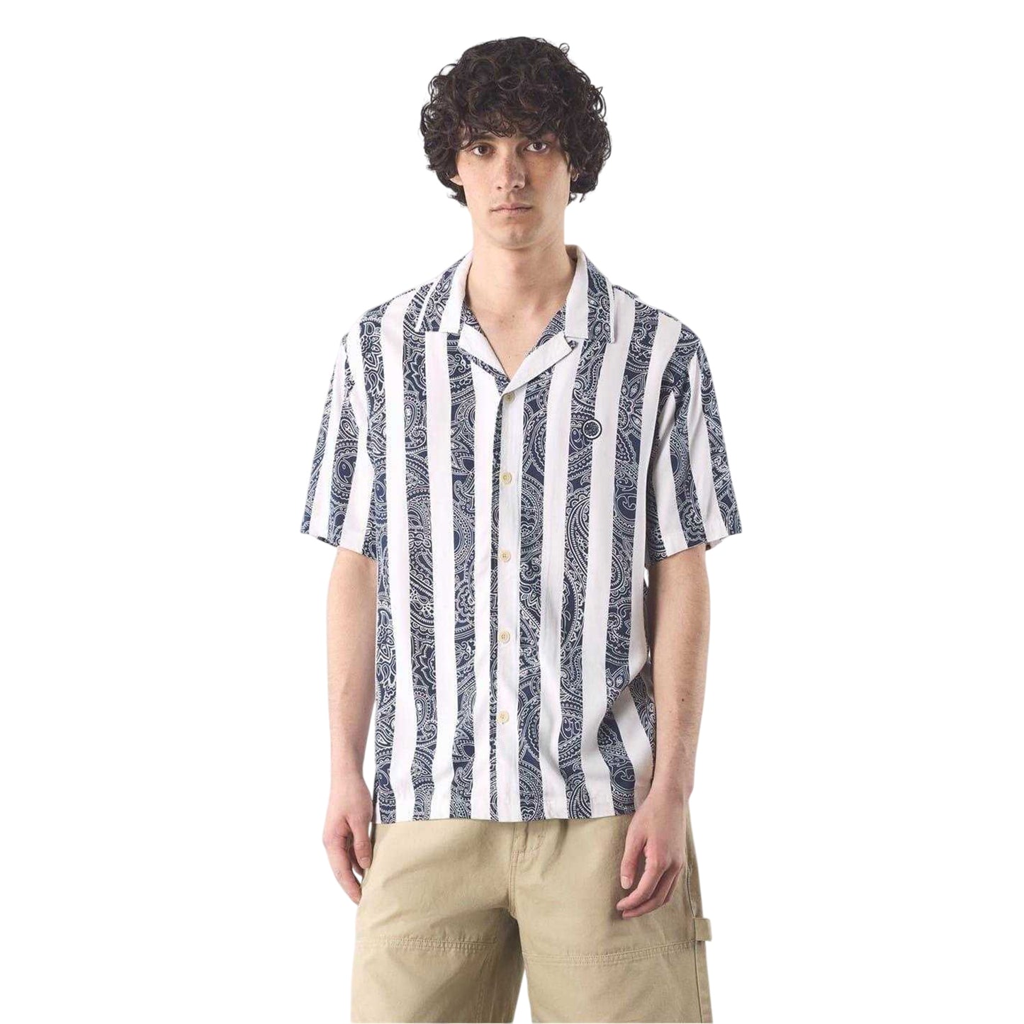 Navy - Side - Pretty Green Mens Marshall Regular Short-Sleeved Shirt