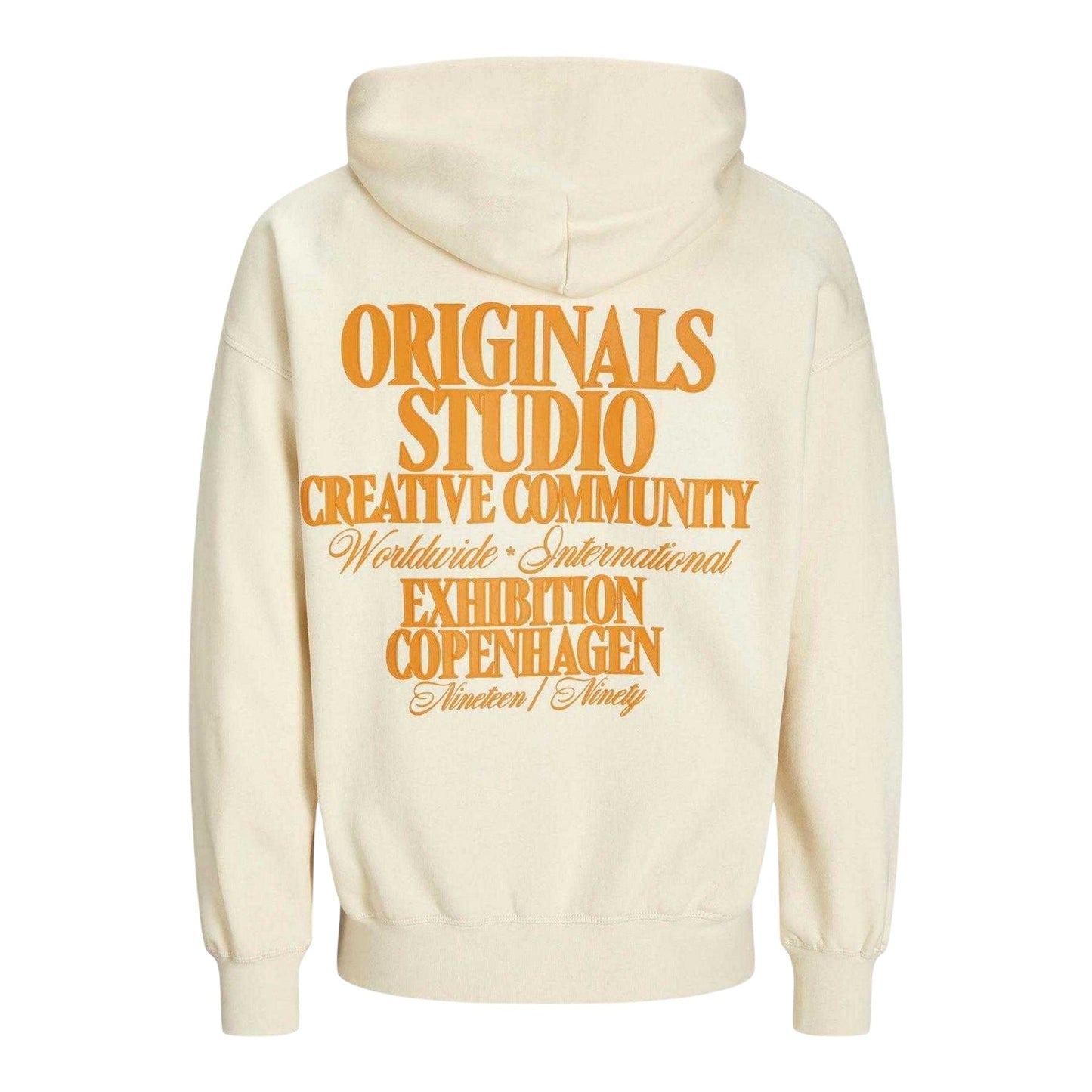 Antique White - Back - Jack And Jones Mens Lettering Hoodie