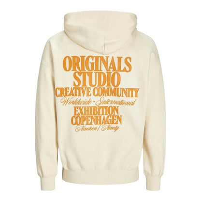 Antique White - Back - Jack And Jones Mens Lettering Hoodie