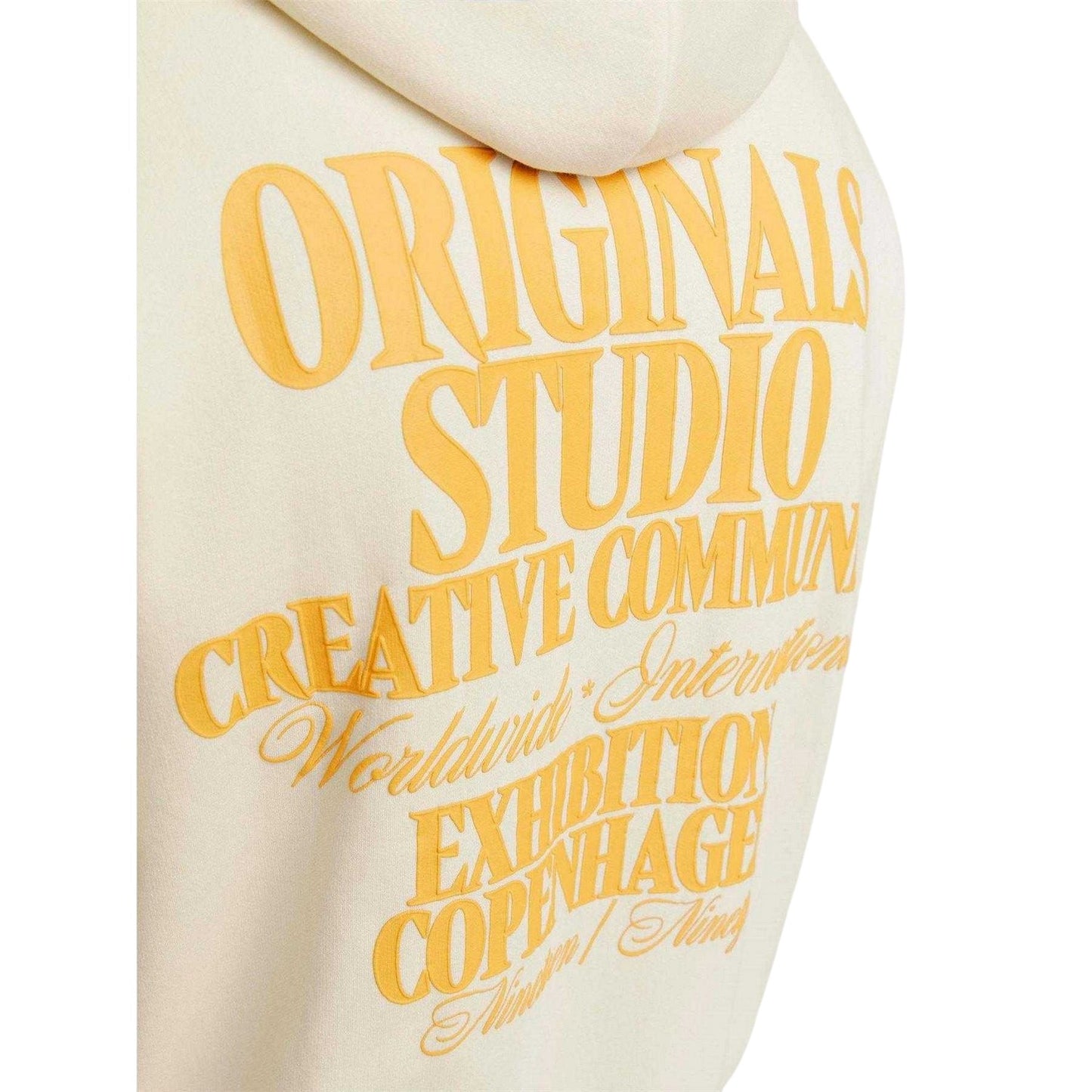 Antique White - Side - Jack And Jones Mens Lettering Hoodie