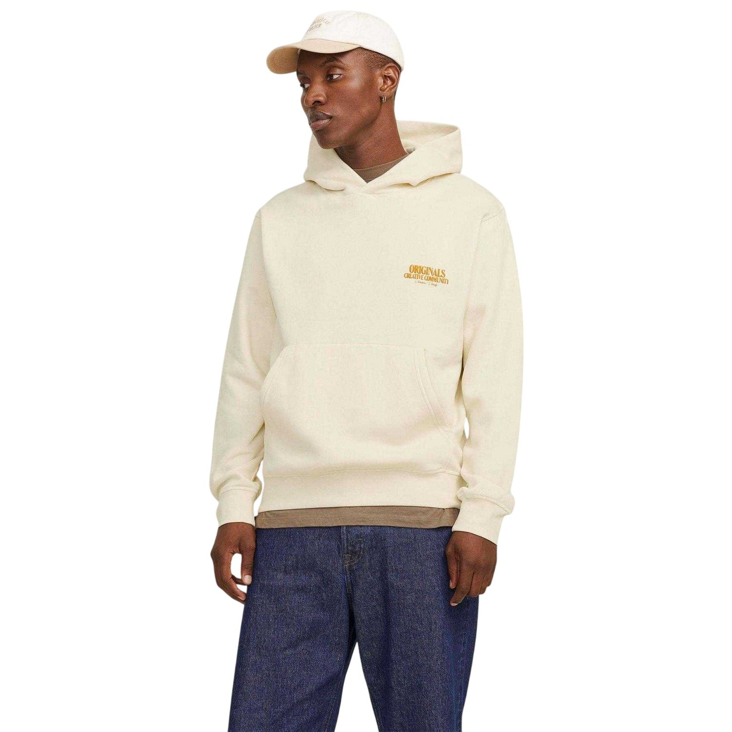 Antique White - Lifestyle - Jack And Jones Mens Lettering Hoodie