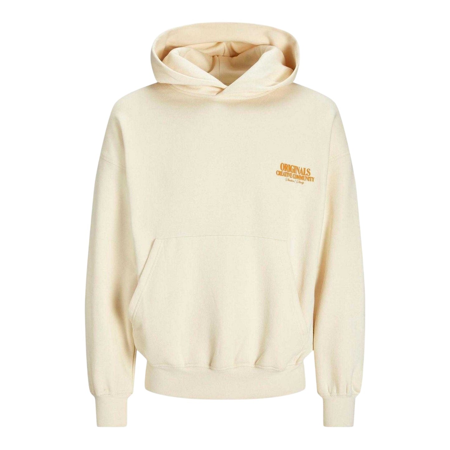 Antique White - Front - Jack And Jones Mens Lettering Hoodie