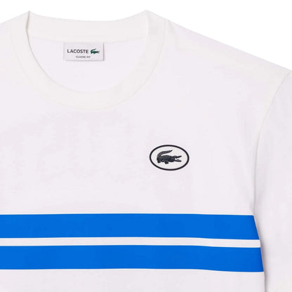 White - Side - Lacoste Mens Heritage Printed Cotton T-Shirt