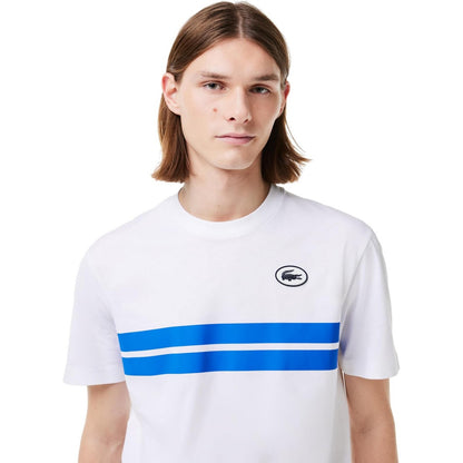 White - Pack Shot - Lacoste Mens Heritage Printed Cotton T-Shirt
