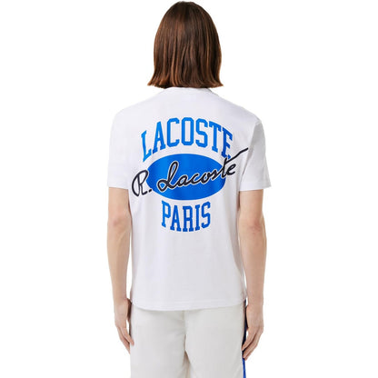White - Close up - Lacoste Mens Heritage Printed Cotton T-Shirt