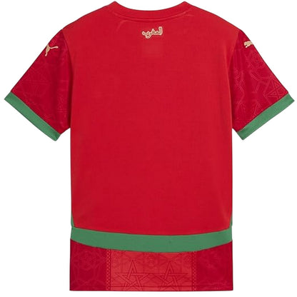 Red-Green - Back - Morocco FRMF Childrens-Kids 2025 Puma Home Shirt