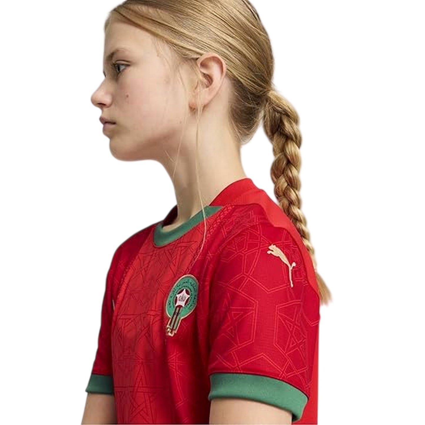 Red-Green - Side - Morocco FRMF Childrens-Kids 2025 Puma Home Shirt
