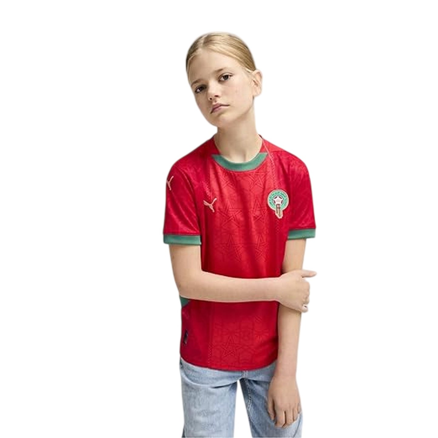 Red-Green - Lifestyle - Morocco FRMF Childrens-Kids 2025 Puma Home Shirt