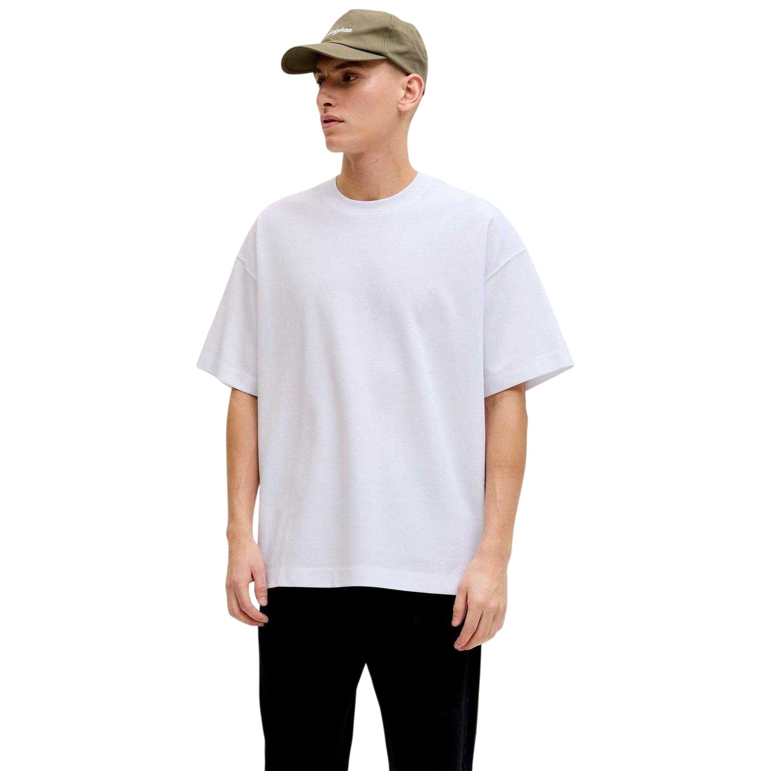 White - Lifestyle - Jack And Jones Mens Barron Crew Neck Oversized T-Shirt