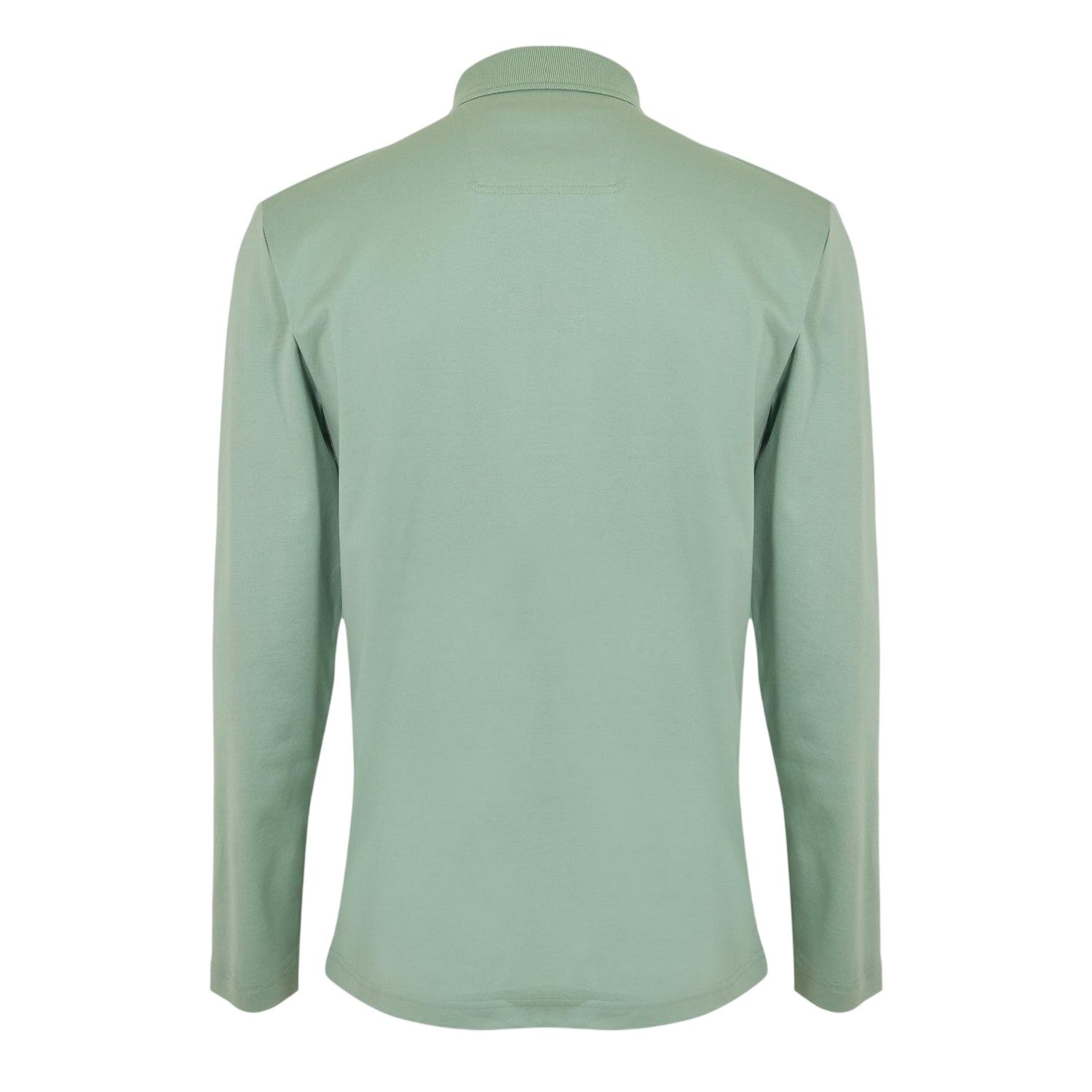 Green - Back - Boss Mens Pirol Logo Long-Sleeved Polo Shirt
