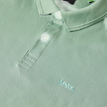 Green - Side - Boss Mens Pirol Logo Long-Sleeved Polo Shirt