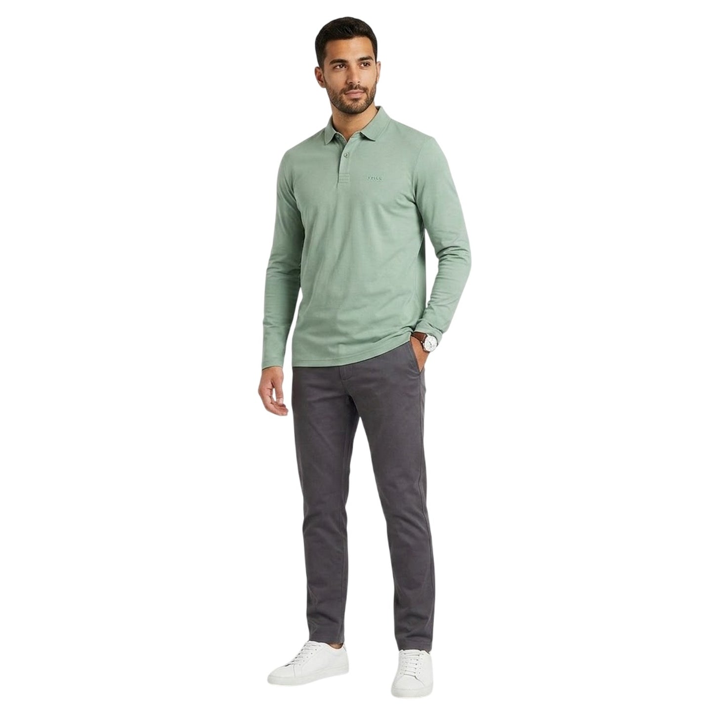 Green - Lifestyle - Boss Mens Pirol Logo Long-Sleeved Polo Shirt