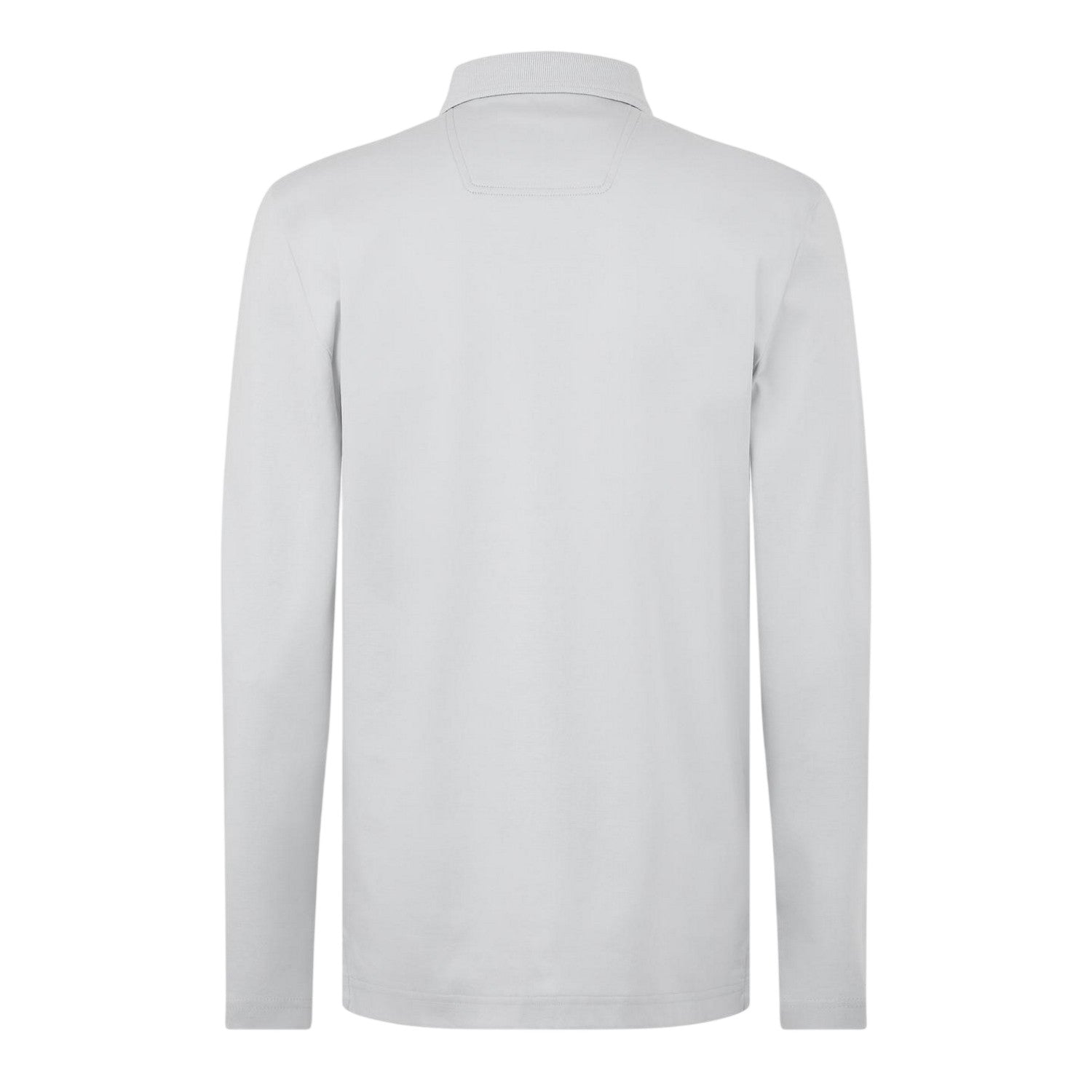 Light Grey - Back - Boss Mens Pirol Logo Long-Sleeved Polo Shirt