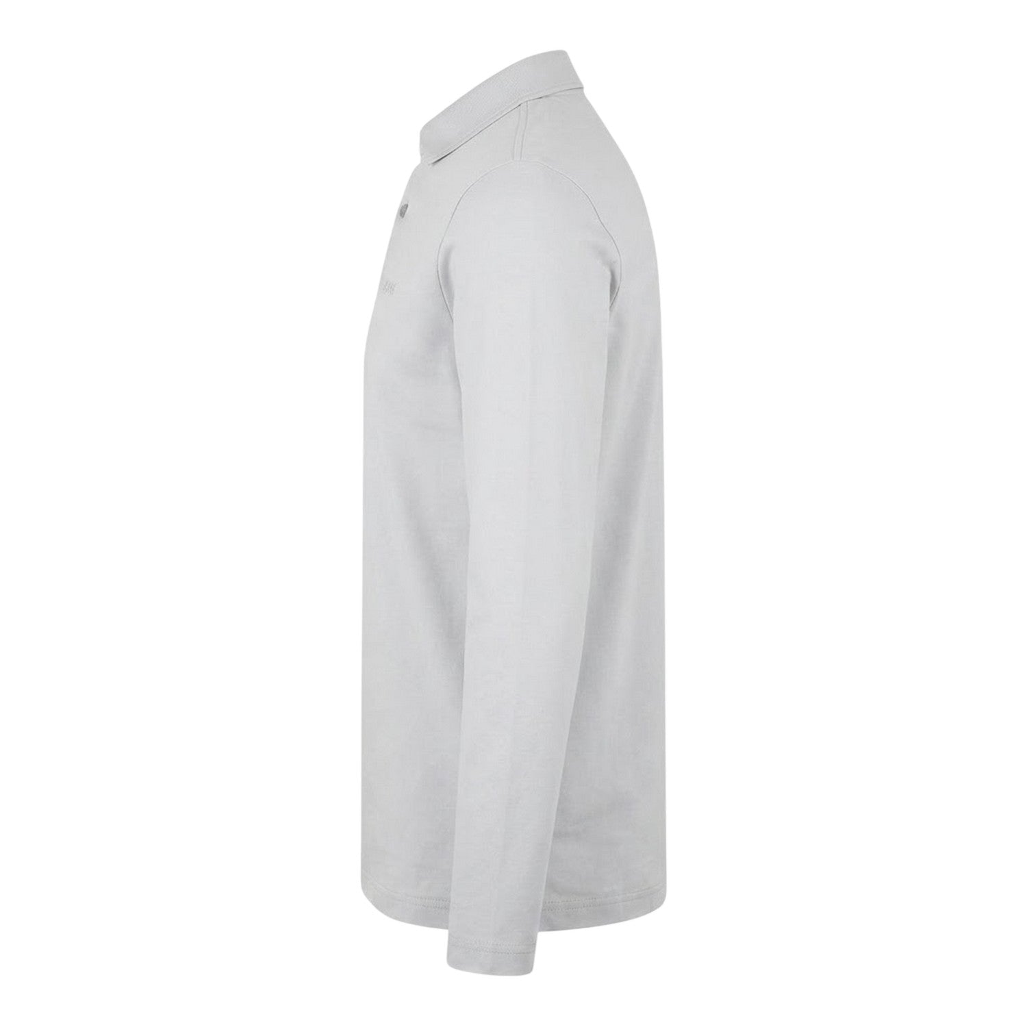 Light Grey - Side - Boss Mens Pirol Logo Long-Sleeved Polo Shirt