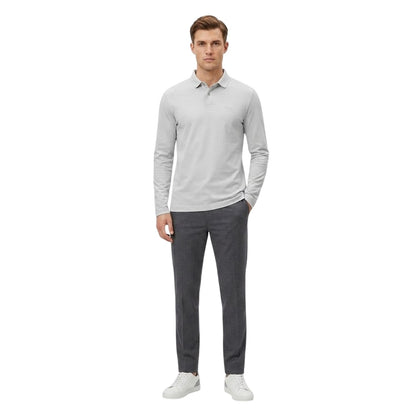 Light Grey - Lifestyle - Boss Mens Pirol Logo Long-Sleeved Polo Shirt
